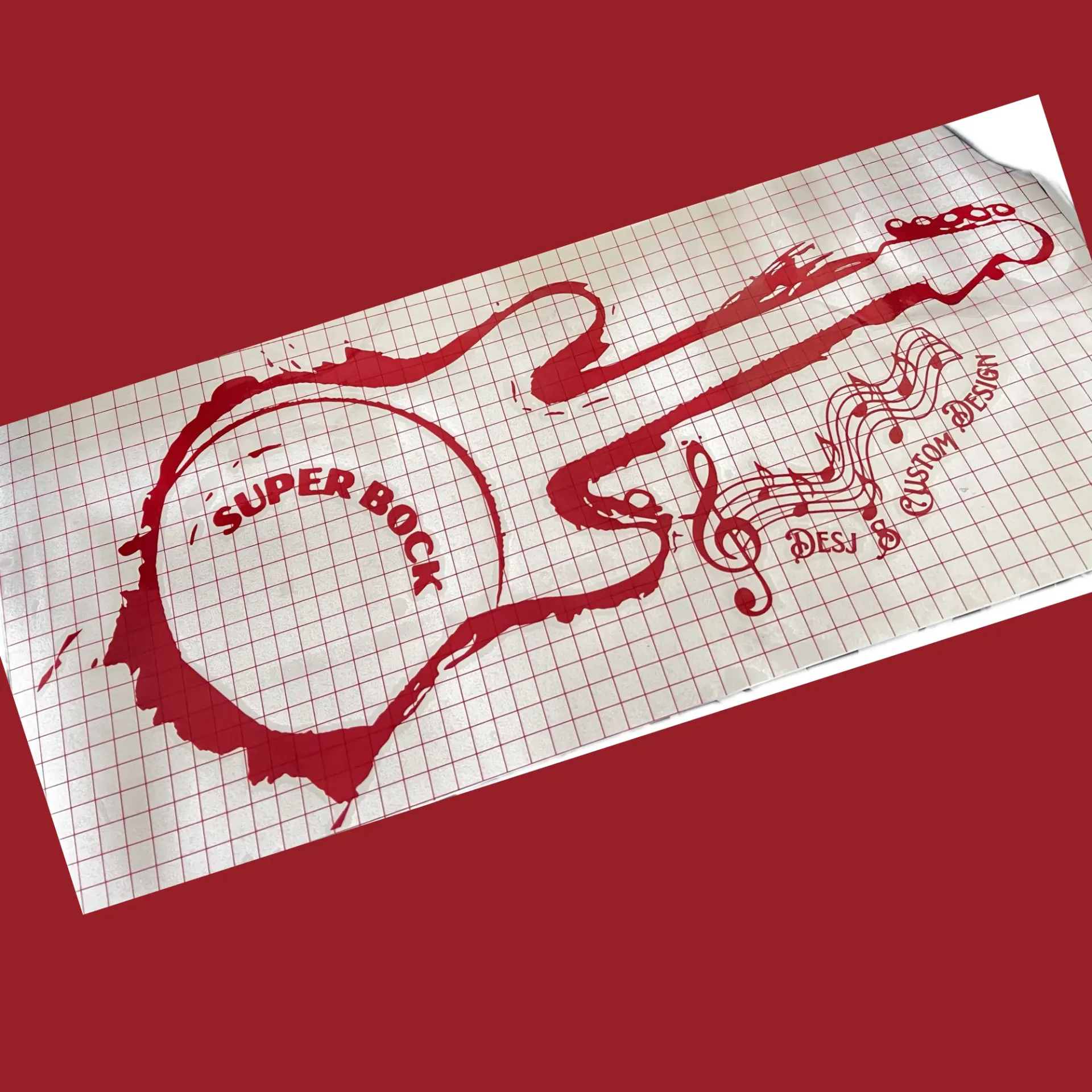 Sticker " Guitare" rouge brillant